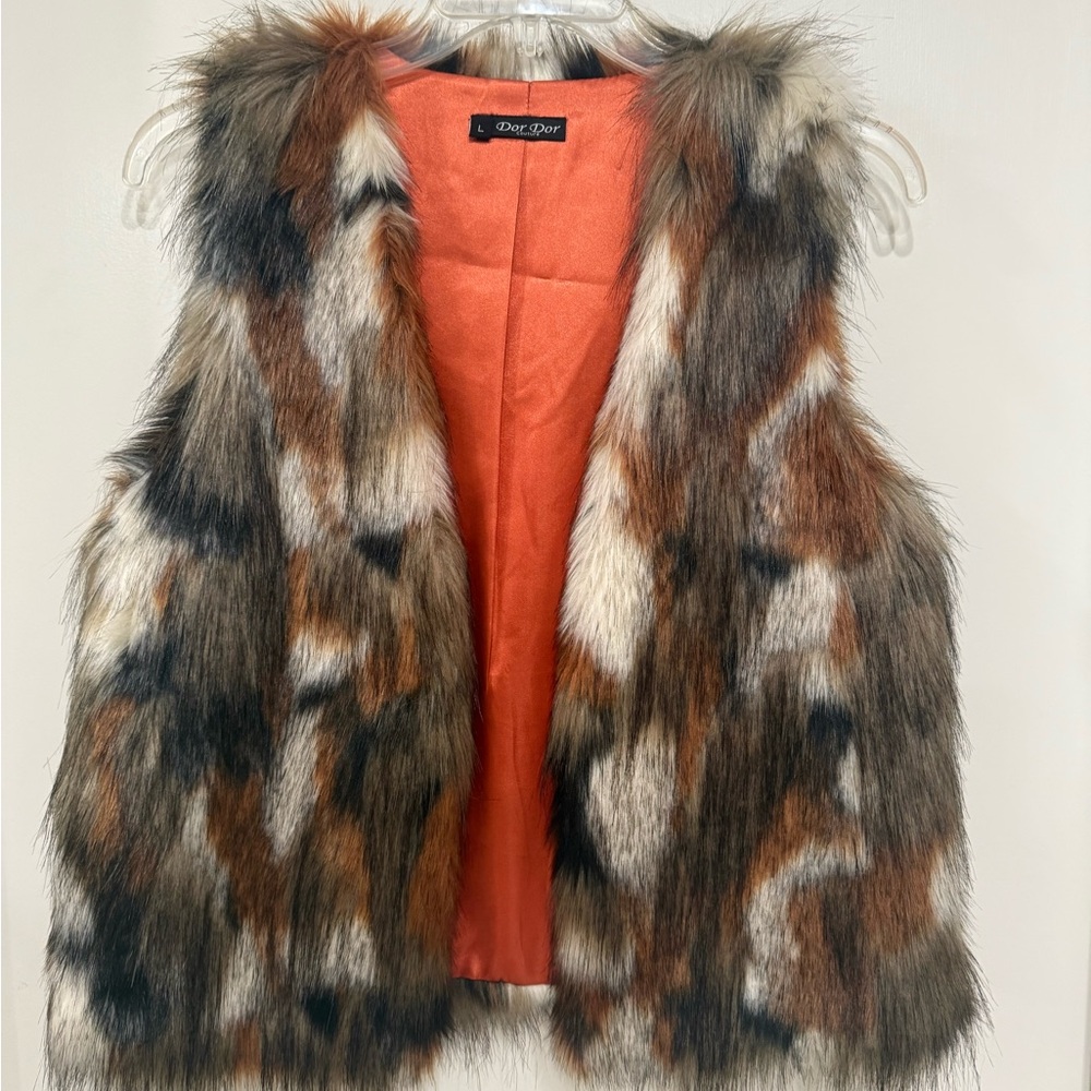 Chic Spot Faux Fur Vest Multicolor